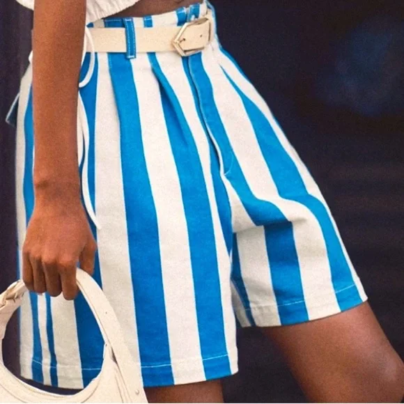 Maeve by Anthropologie Parasol Stripe Dad Shorts - Picture 2 of 9